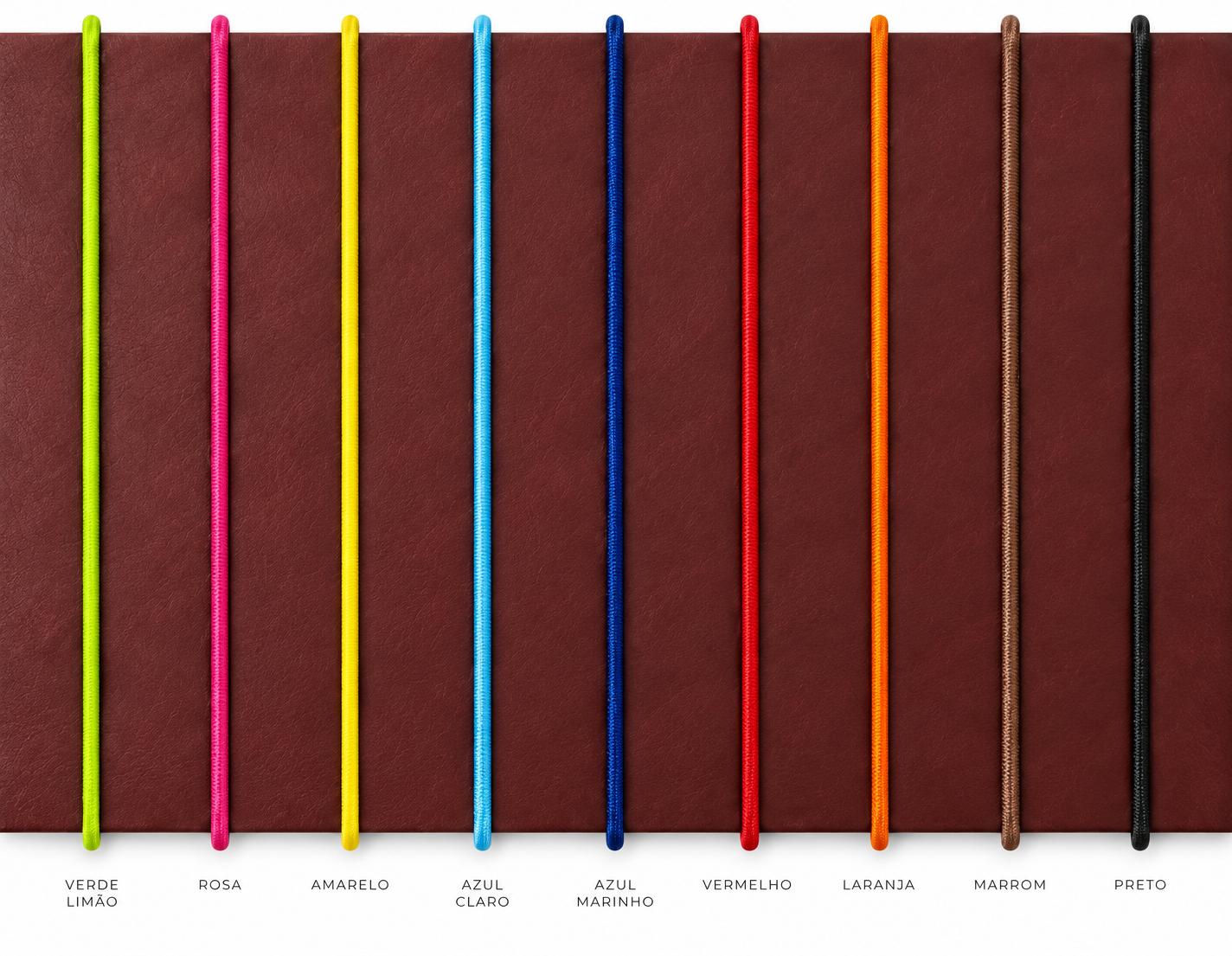 Cores de elásticos disponíveis
